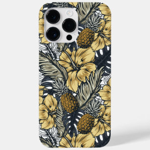 Tropical Leafs and Flowers Pattern Case-Mate iPhone 14 Pro Max Case