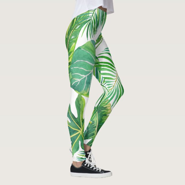 Tropical Leafs Hawaii Modern Summer Beach Modern Leggings (Right)