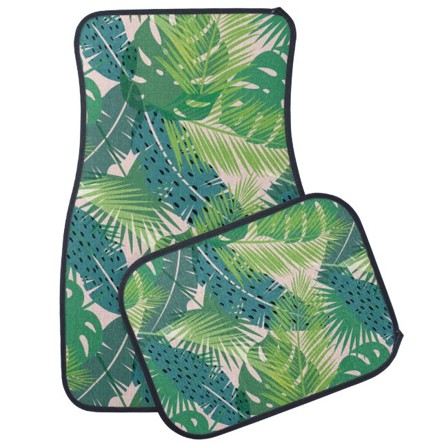 Tropical Leafs pattern car floor mats (Set)
