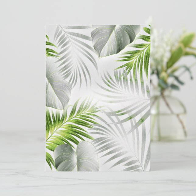 Tropical leaves 1 thank you card (Standing Front)