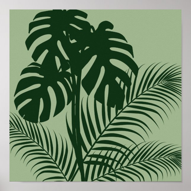 Tropical Leaves 2 Light Green Modern Art Print (Front)