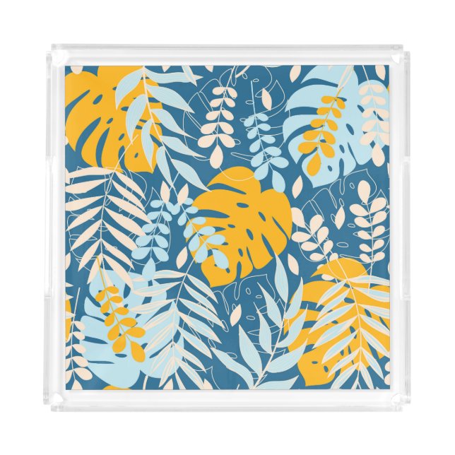 Tropical Leaves: Abstract Jungle Acrylic Tray (Front)