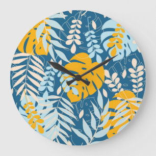 Tropical Leaves: Abstract Jungle Large Clock