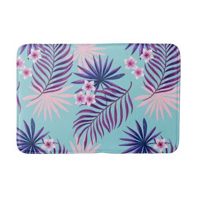 Tropical leaves and flowers 2 bath mat (Front)