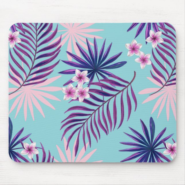 Tropical leaves and flowers 2 mouse pad (Front)
