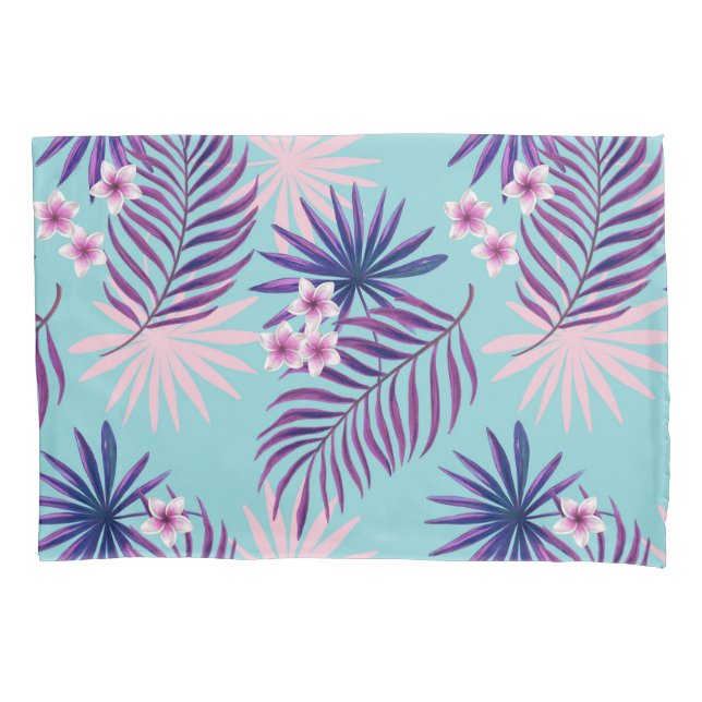 Tropical leaves and flowers 2 pillow case (Front-Left)