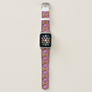 Tropical leaves and flowers apple watch band