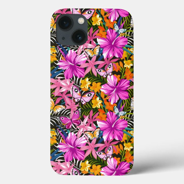 Tropical leaves and flowers Case-Mate iPhone case (Back)