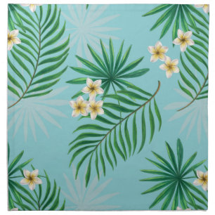 Tropical leaves and flowers cloth napkin