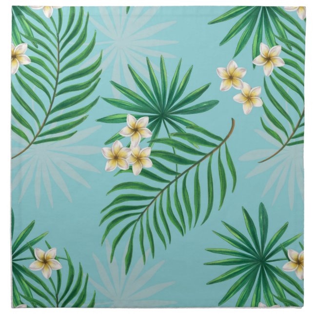 Tropical leaves and flowers cloth napkin (Front)