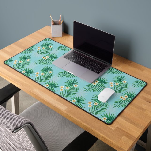 Tropical leaves and flowers desk mat (Office 2)