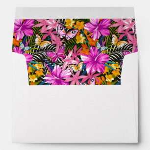 Tropical leaves and flowers envelope