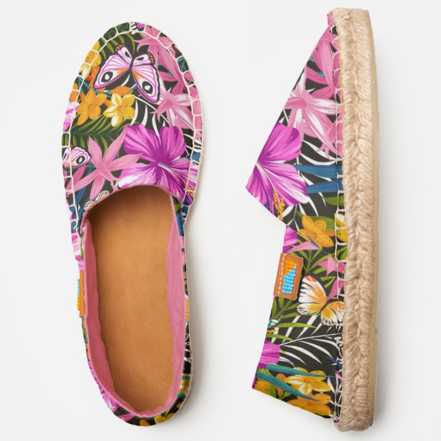 Tropical leaves and flowers espadrilles (Side)
