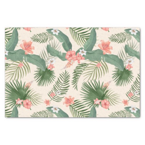 Tropical Leaves and Flowers Jungle Pattern   Tissue Paper
