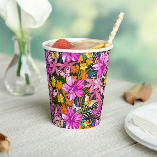 Tropical Leaves and Flowers Paper Cups