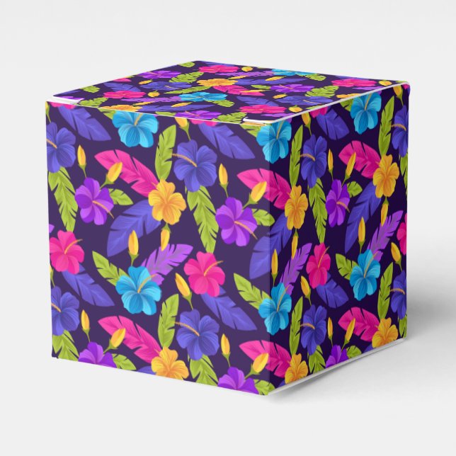 Tropical Leaves and Flowers Pattern-23857 Favor Boxes (Front Side)