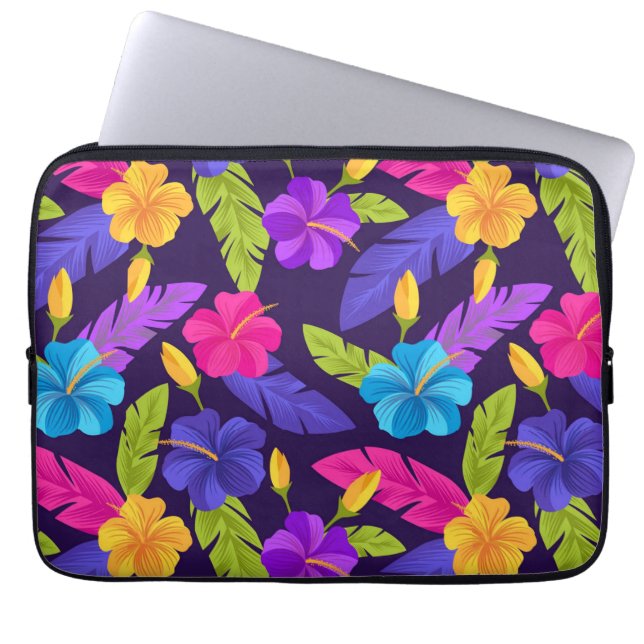 Tropical Leaves and Flowers Pattern-23857 Laptop Sleeve (Front)