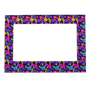 Tropical Leaves and Flowers Pattern-23857 Magnetic Frame