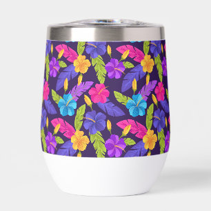 Tropical Leaves and Flowers Pattern-23857 Thermal Wine Tumbler