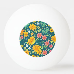 Tropical leaves and flowers pattern  ping pong ball