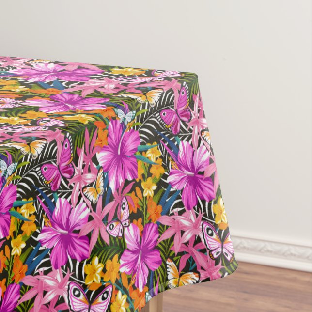 Tropical leaves and flowers tablecloth (In Situ)