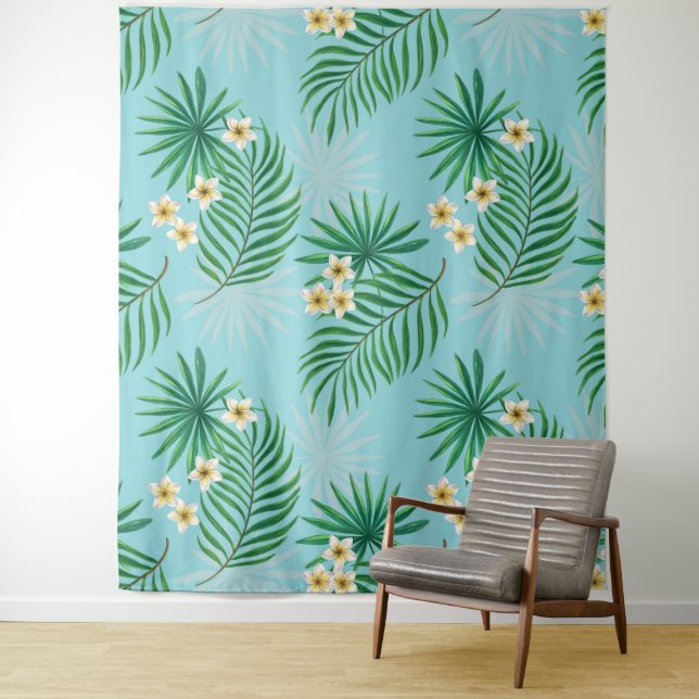 Tropical leaves and flowers tapestry (In Situ)