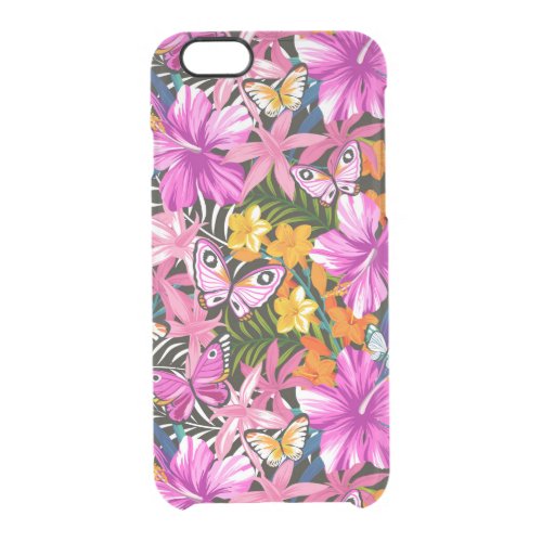 Tropical leaves and flowers clear iPhone 66S case