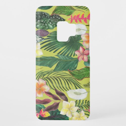Tropical leaves and flowers watercolor pattern Case_Mate samsung galaxy s9 case