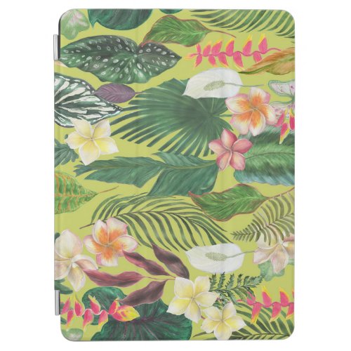 Tropical leaves and flowers watercolor pattern iPad air cover