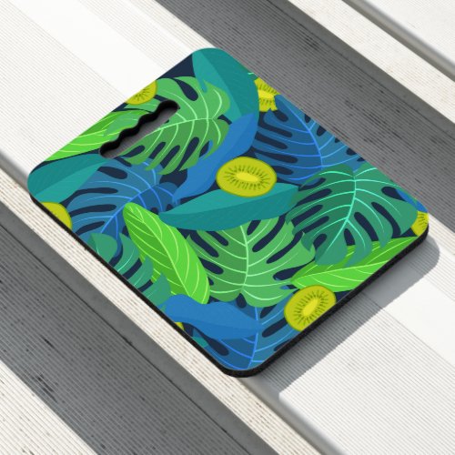 Tropical Leaves and Kiwi Pattern Seat Cushion