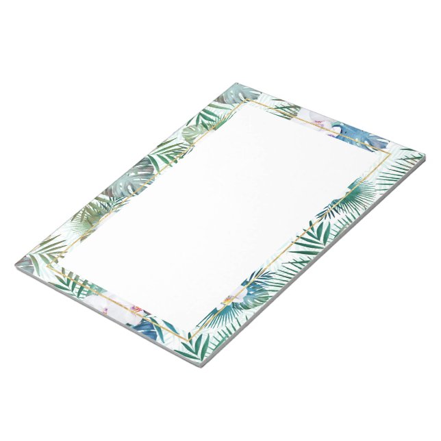 Tropical leaves and orchid flowers design notepad (Angled)
