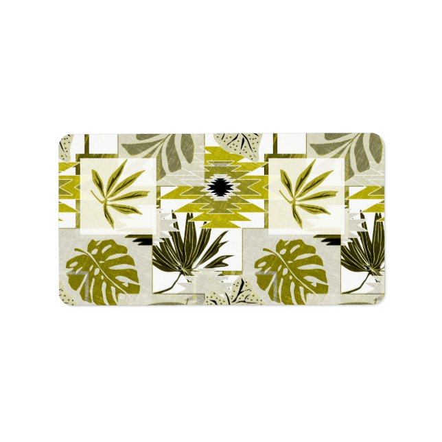 Tropical leaves and ornament elements. label (Front)