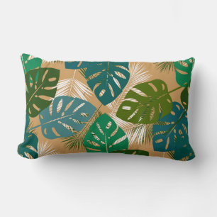 Tropical Leaves and Palm Fronds Lumbar Pillow