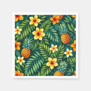 Tropical leaves and pineapple pattern napkins
