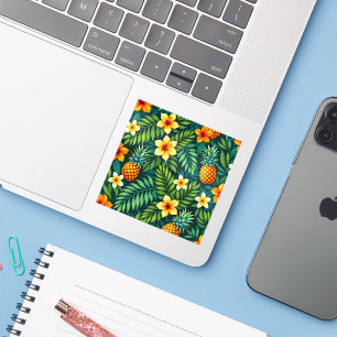 Tropical leaves and pineapple pattern sticker