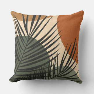 Tropical Leaves and Shapes Throw Pillow