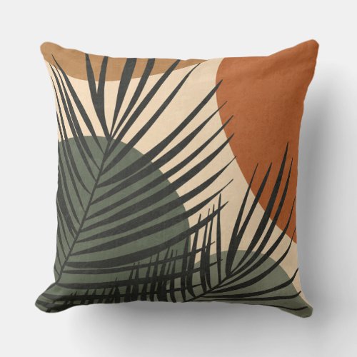 Tropical Leaves and Shapes Throw Pillow