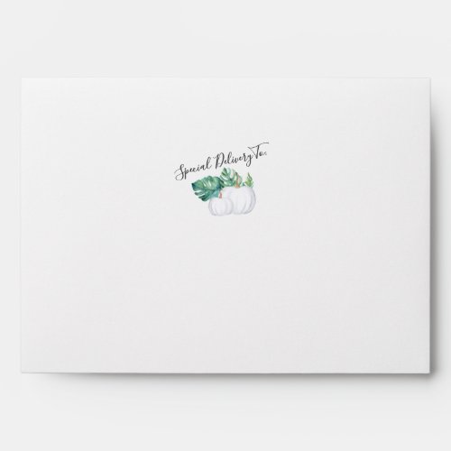 Tropical Leaves and White Pumpkin Envelope