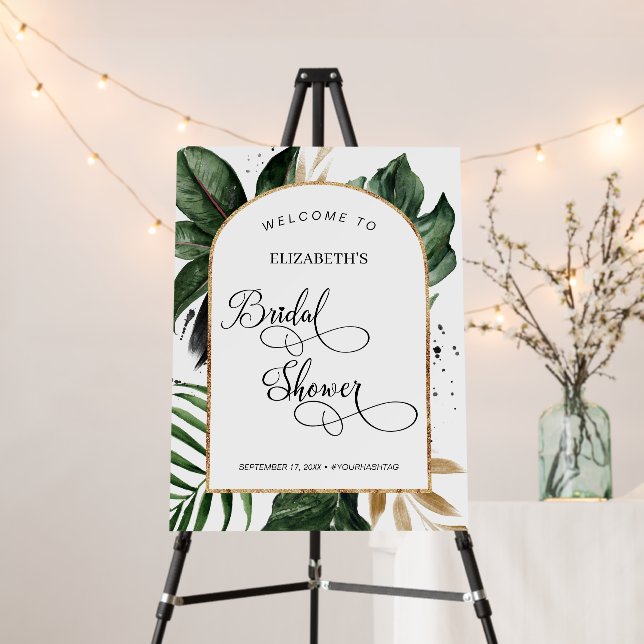 Tropical Leaves Arch Frame Bridal Shower Welcome Foam Board (In Situ (Stand))
