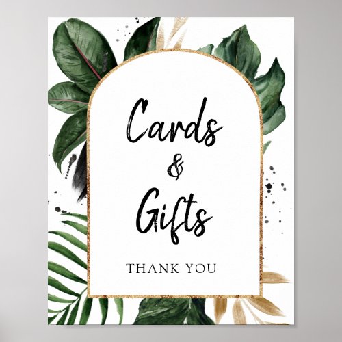 Tropical Leaves Arch Frame Cards and Gifts Sign