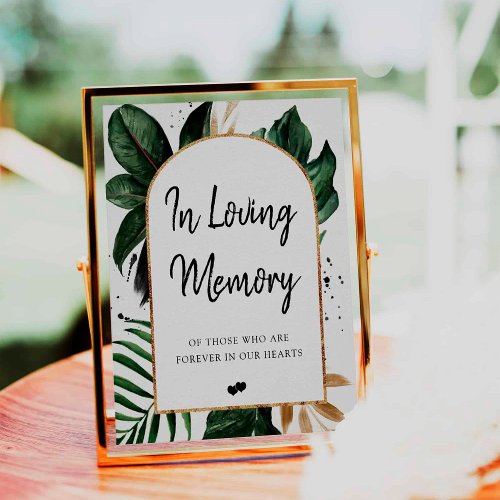 Tropical Leaves Arch Frame In Loving Memory Sign
