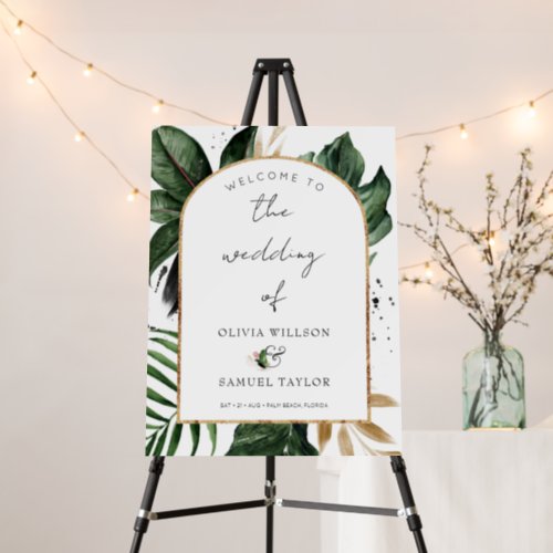 Tropical Leaves Arch Frame Wedding Welcome Foam Board