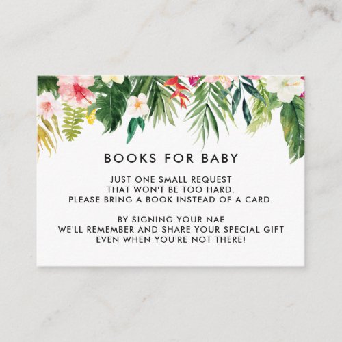 Tropical Leaves Baby Shower Book Request Cards