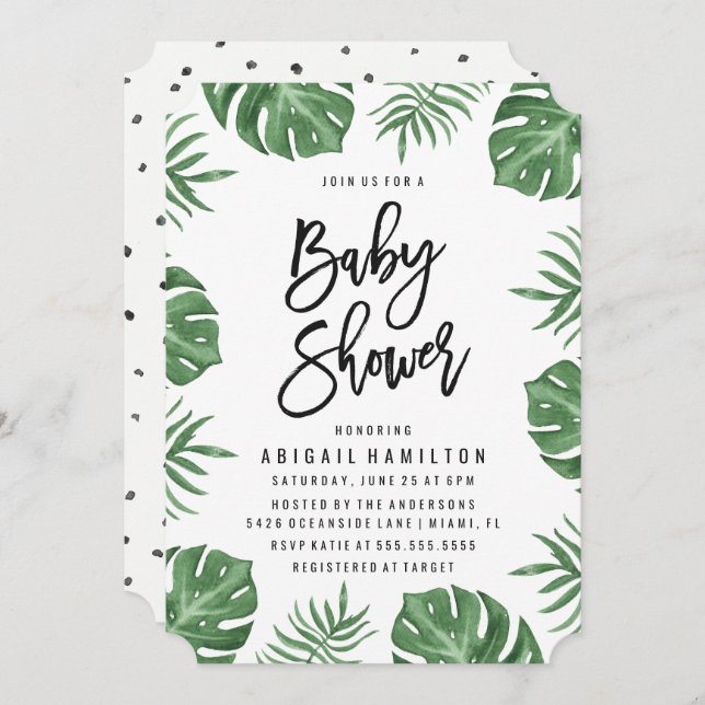 Tropical Leaves | Baby Shower Invitation (Front/Back)