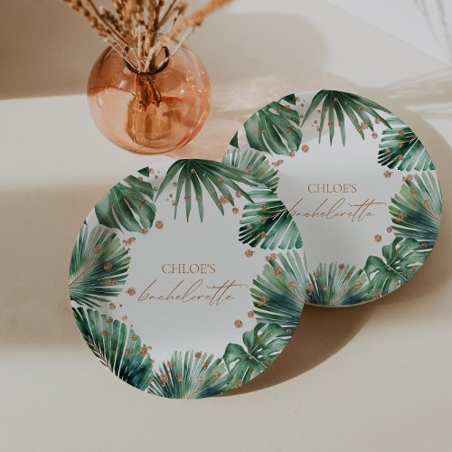 Tropical Leaves Bachelorette Party Paper Plate