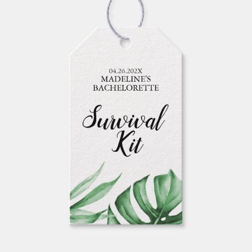 Tropical Leaves Bachelorette Survival Kit Tags