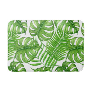 Tropical leaves bath mat