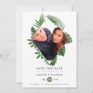 Tropical Leaves Beach Photo Wedding Save The Date