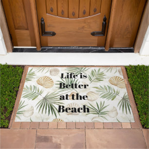 Tropical Leaves Beach Shells Doormat