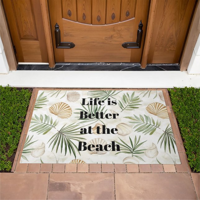Tropical Leaves Beach Shells Doormat (Outdoor)